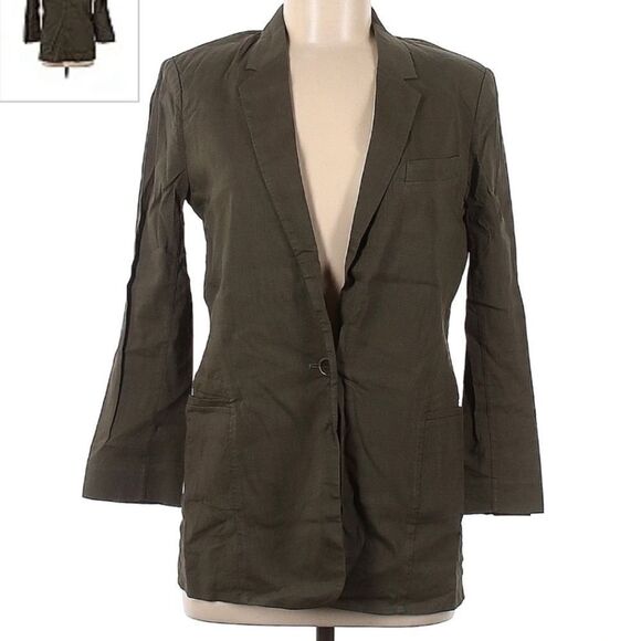 EUC Theory Olive Green Linen Blend blazer Sz. 4 - Picture 1 of 7